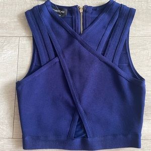 Bebe crop top blue, New with tag, XS.